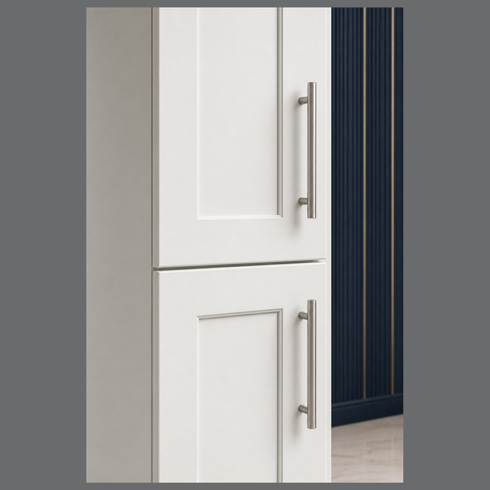 15-inch purity white shaker pantry cabinet — drawer detail