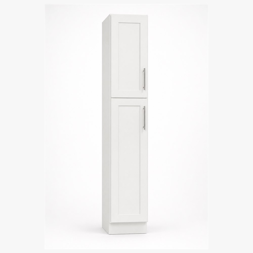 15-inch purity white shaker pantry cabinet — front view