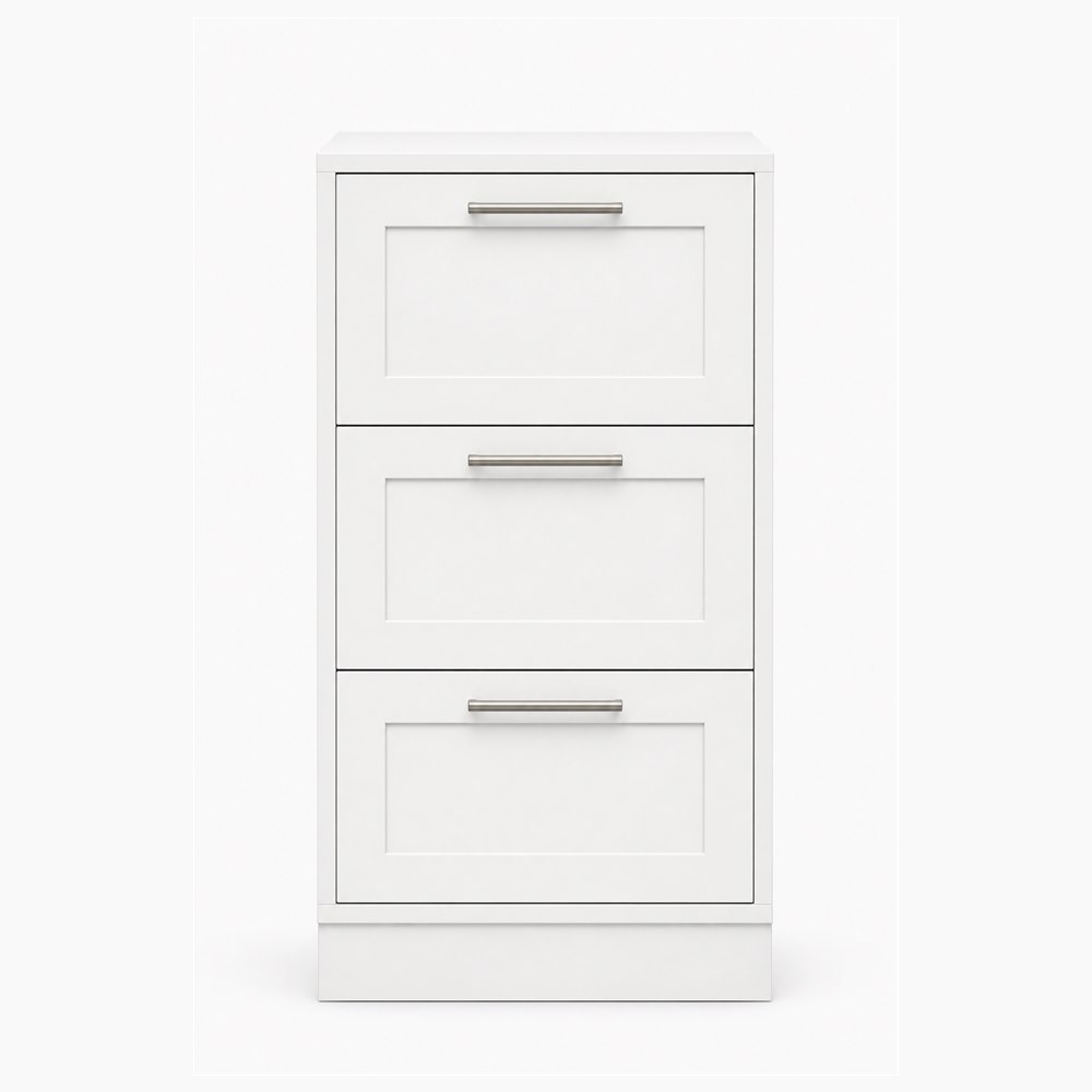 18-inch purity white shaker base cabinet — front view