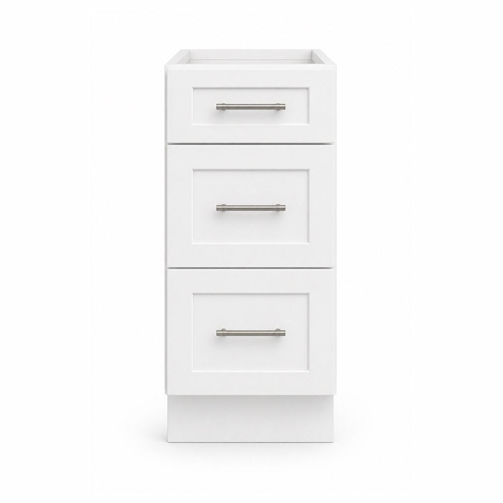 18-inch purity white shaker vanity cabinet — front view