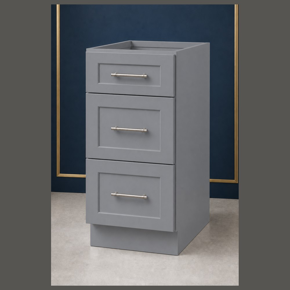 18-inch victory gray shaker vanity cabinet — angled view