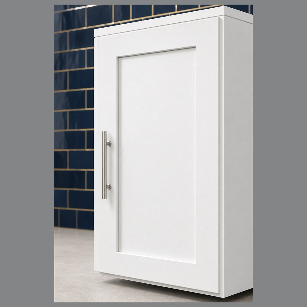 18-inch purity white shaker wall cabinet — drawer detail