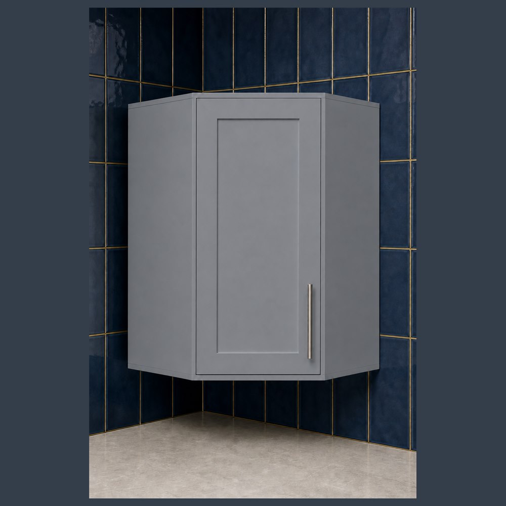 24-inch victory gray shaker wall cabinet — angled view