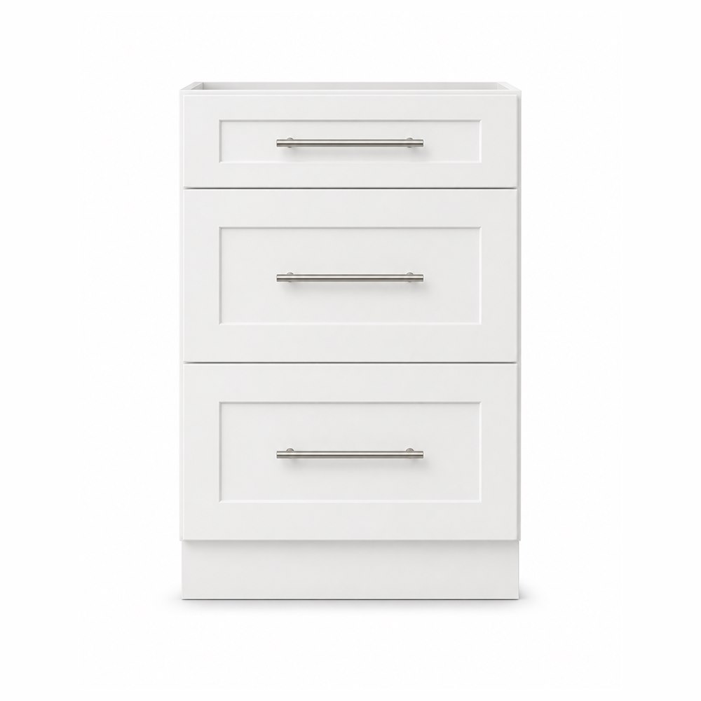 24-inch purity white shaker base cabinet — front view