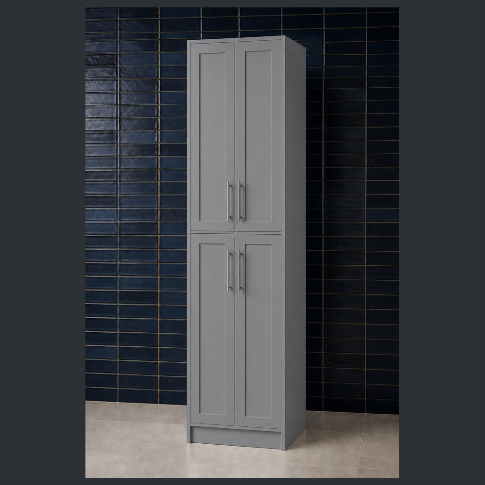24-inch victory gray shaker pantry cabinet — angled view