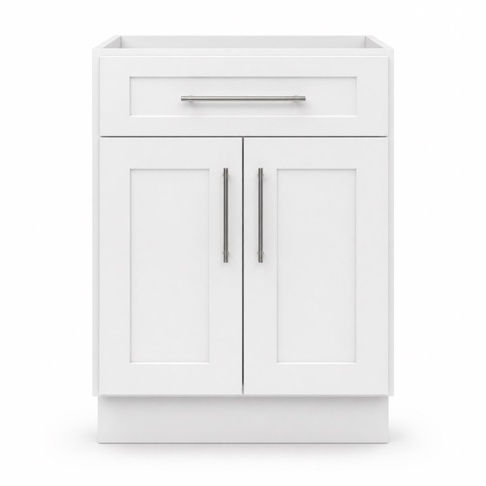24-inch purity white shaker vanity cabinet — front view
