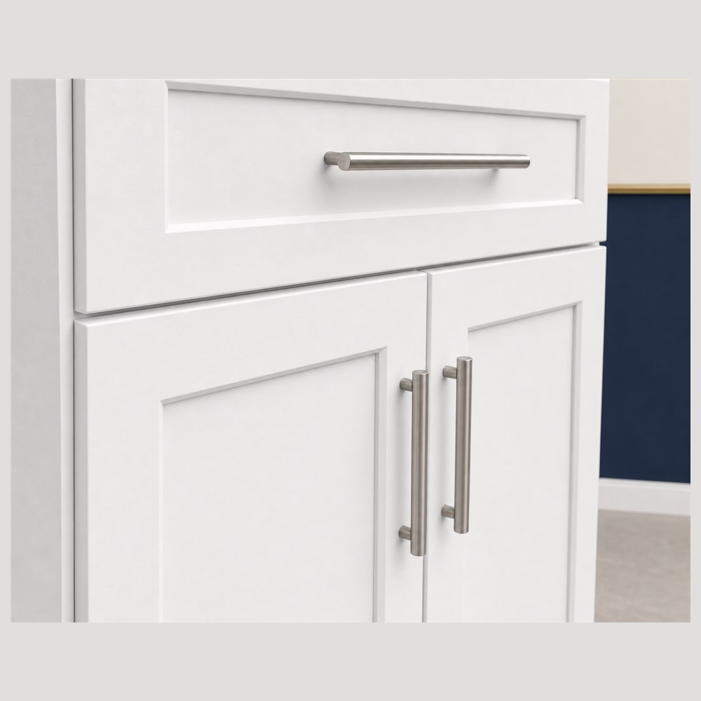 30-inch purity white shaker base cabinet — drawer detail