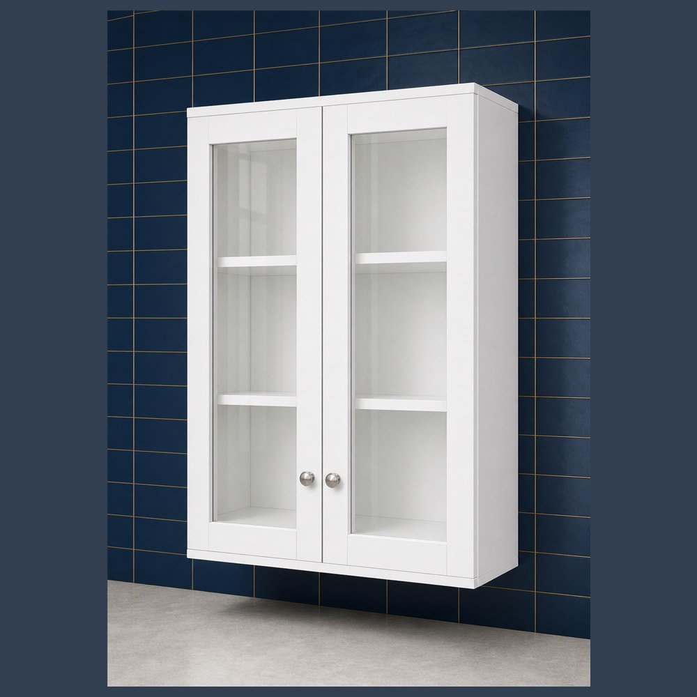 30-inch purity white shaker wall cabinet — angled view