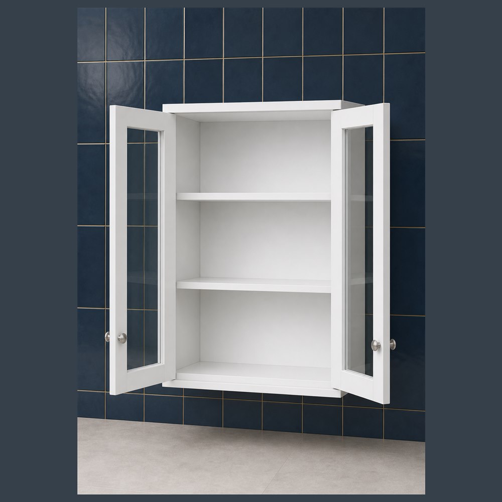 30-inch purity white shaker wall cabinet — open-door view