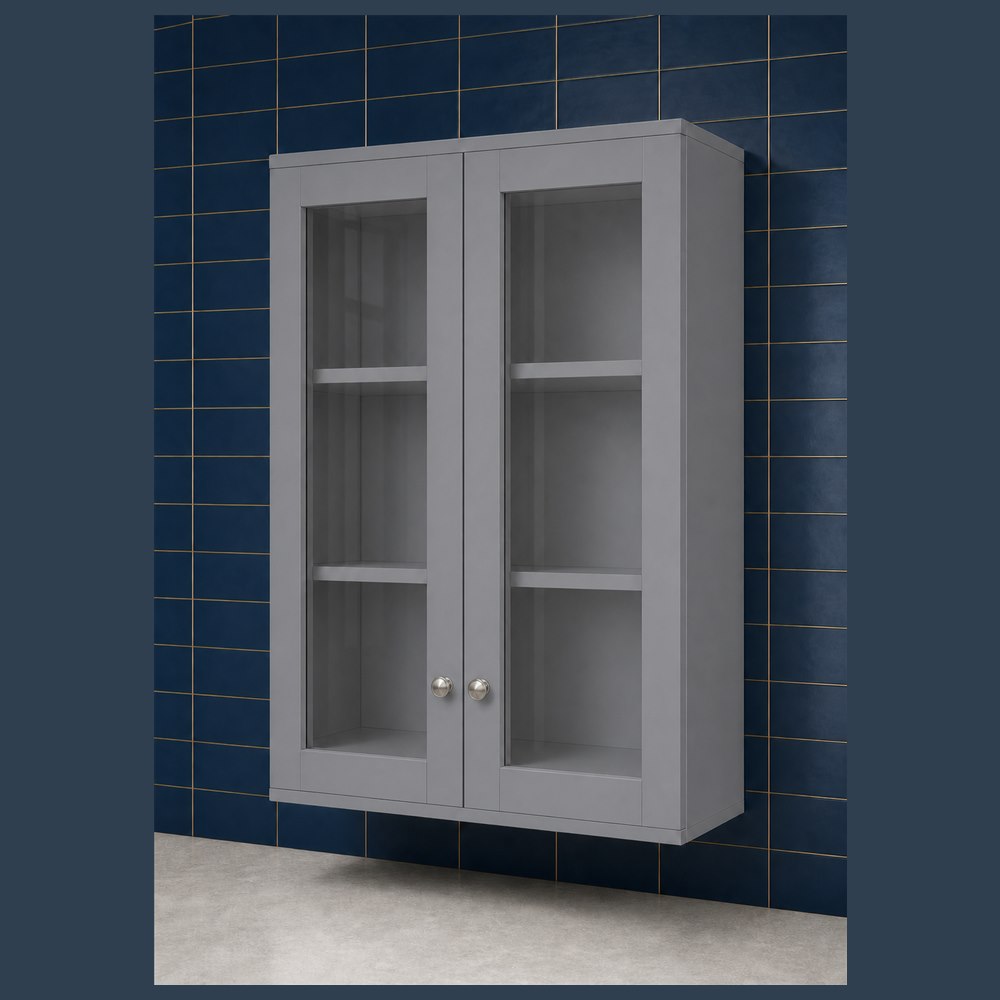 30-inch victory gray shaker wall cabinet — angled view