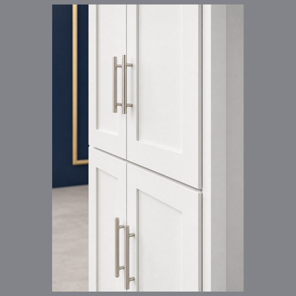 30-inch purity white shaker pantry cabinet — drawer detail