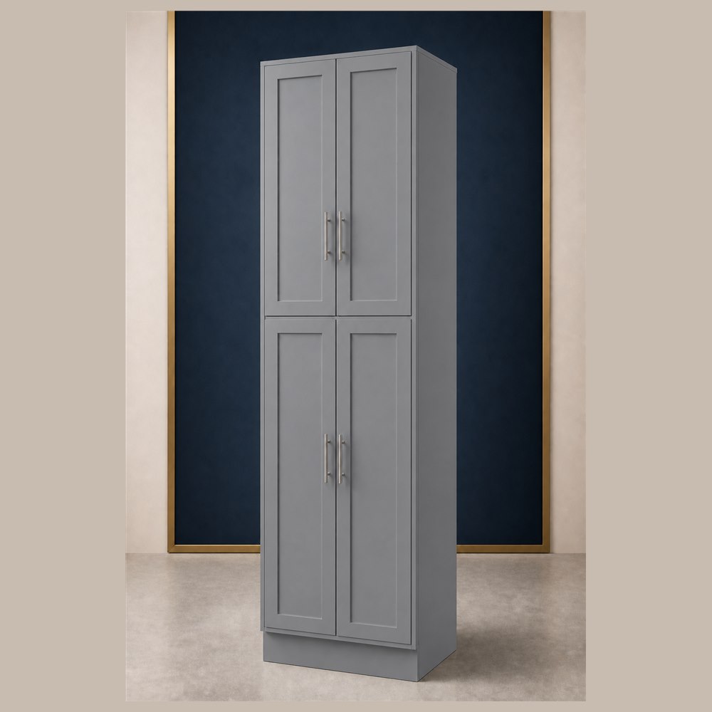 30-inch victory gray shaker pantry cabinet — angled view