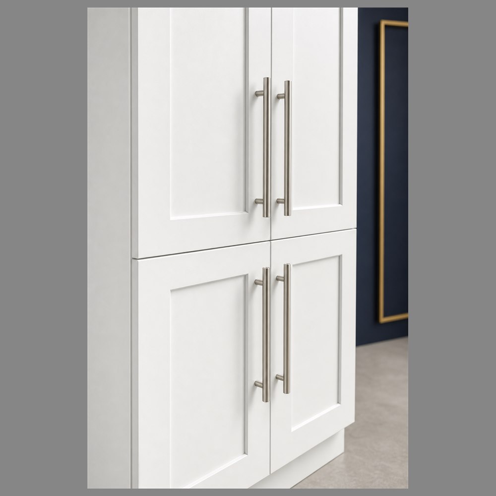30-inch purity white shaker pantry cabinet — drawer detail