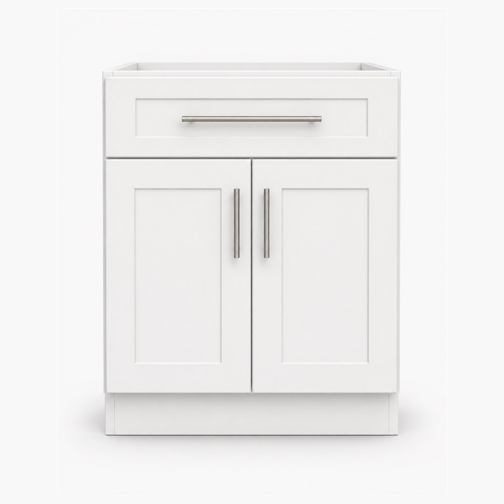 30-inch purity white shaker vanity cabinet — front view