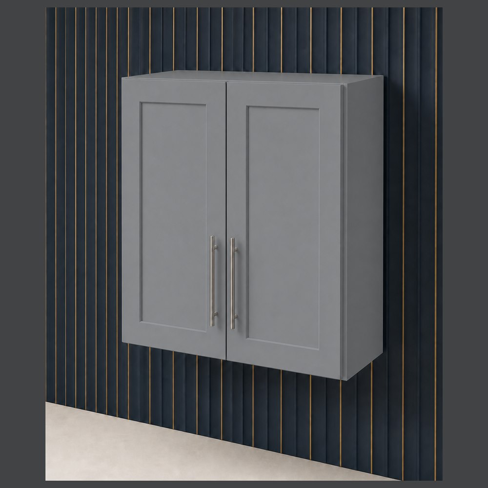 30-inch victory gray shaker wall cabinet — angled view