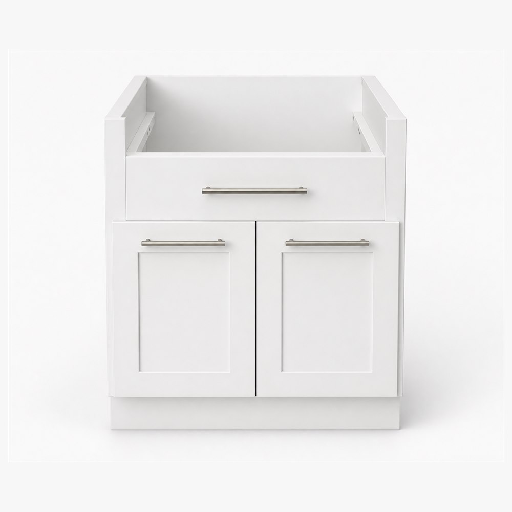 33-inch purity white shaker base cabinet — front view