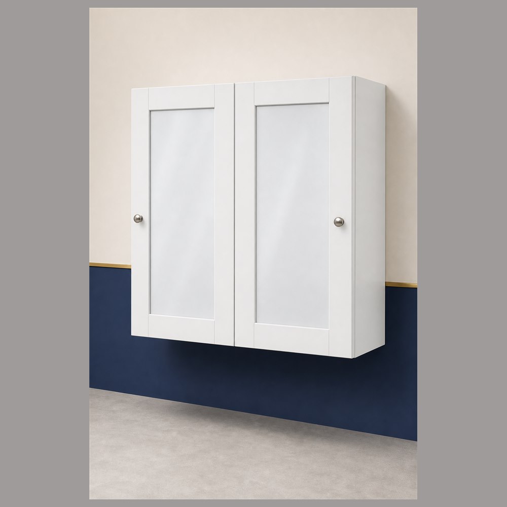36-inch purity white shaker wall cabinet — angled view
