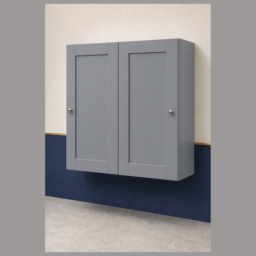 36-inch victory gray shaker wall cabinet — angled view