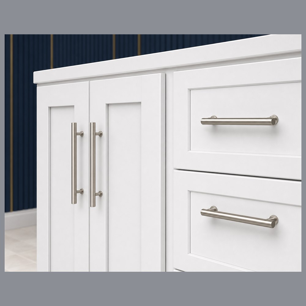 36-inch purity white shaker base cabinet — drawer detail
