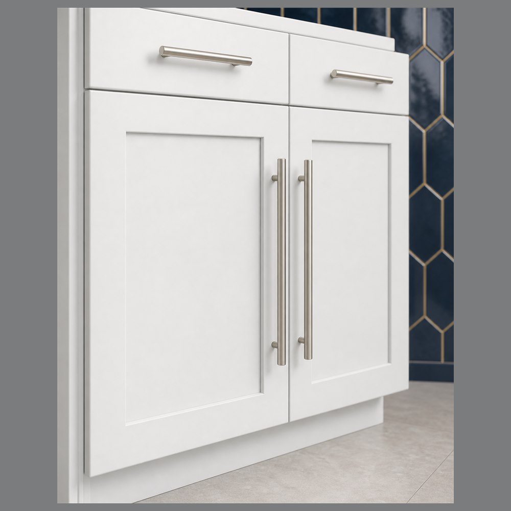 36-inch purity white shaker wall cabinet — drawer detail