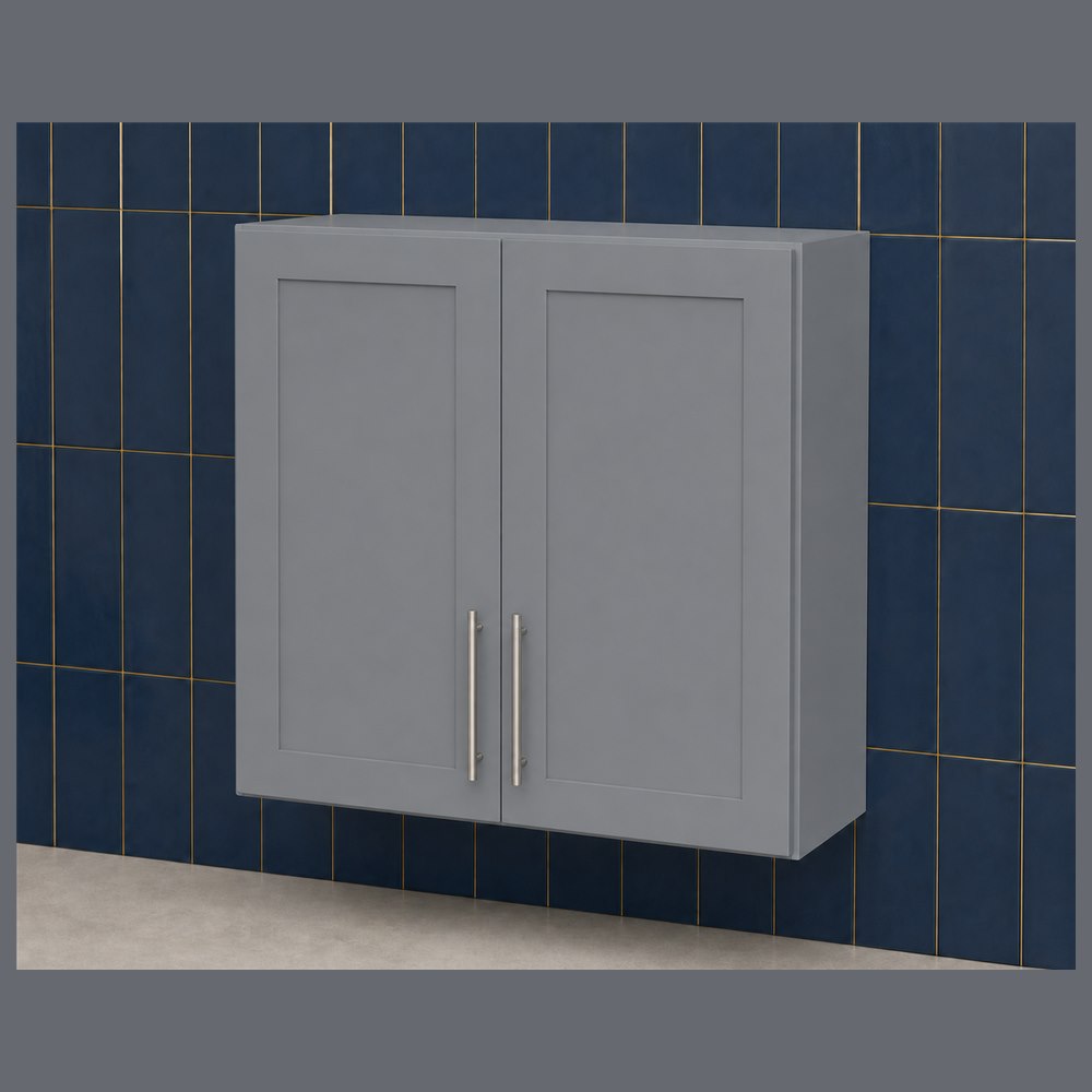 36-inch victory gray shaker wall cabinet — angled view
