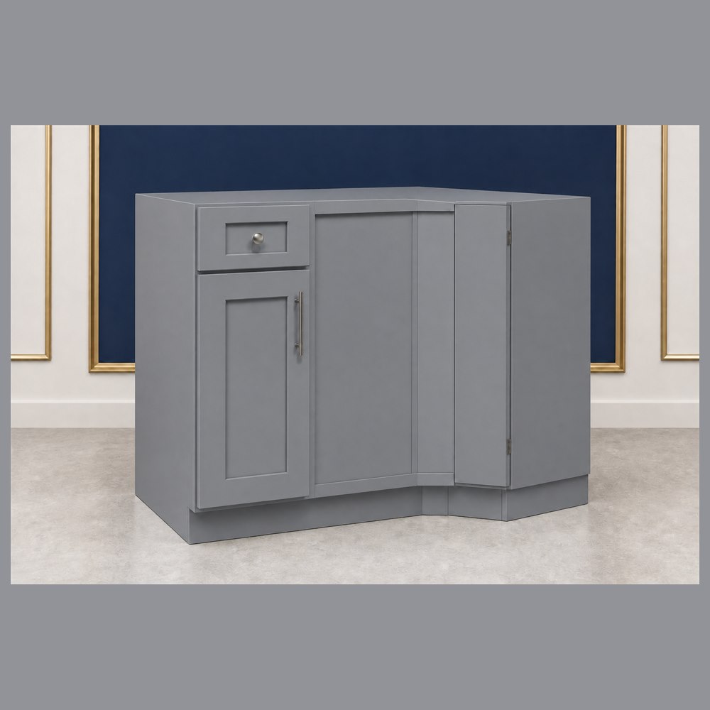39-inch victory gray shaker base cabinet — angled view