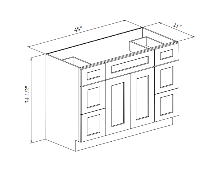 48-inch Shaker Vanity Cabinet | TC Wholesale Cabinetry