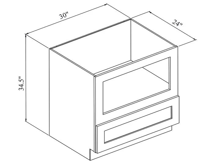 BMC30 30 in. Base Microwave Cabinet dimension drawing