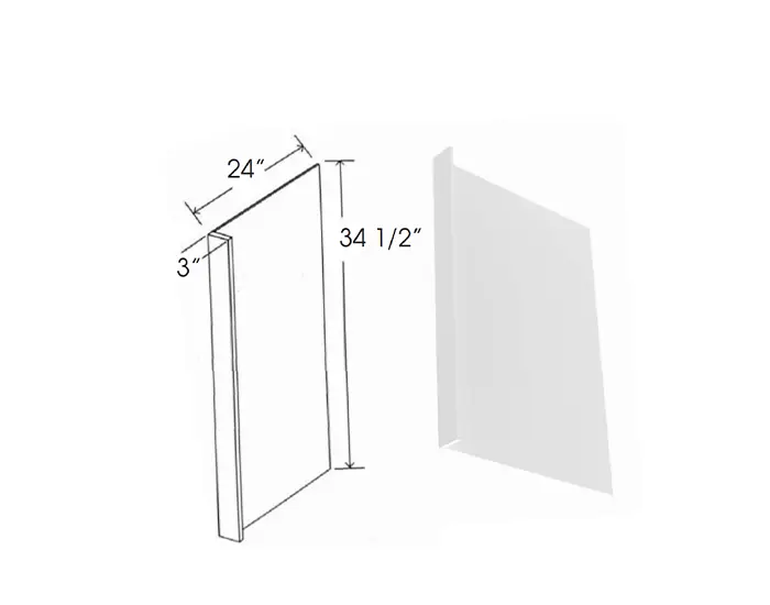 DWP324 DISHWASHER PANEL W3in. x H34.5in. x D24in. dimension drawing