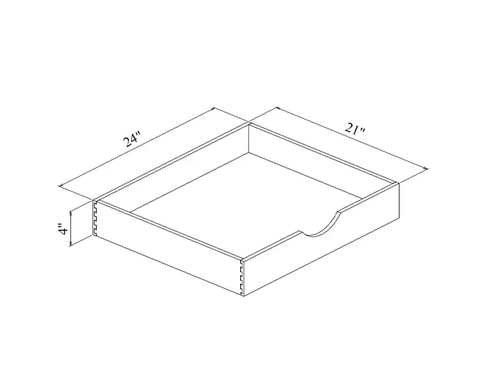 PULLOUT24 PULLOUT TRAY FOR 24in. BASE CABINET dimension drawing