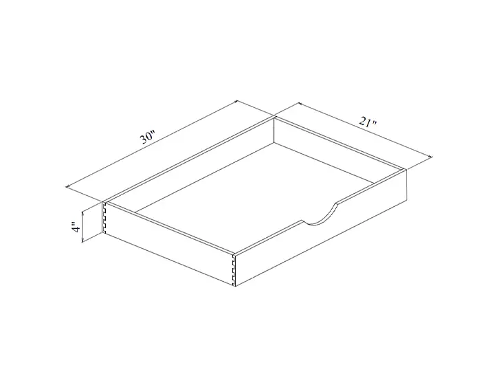 PULLOUT30 PULLOUT TRAY FOR 30in. BASE CABINET dimension drawing