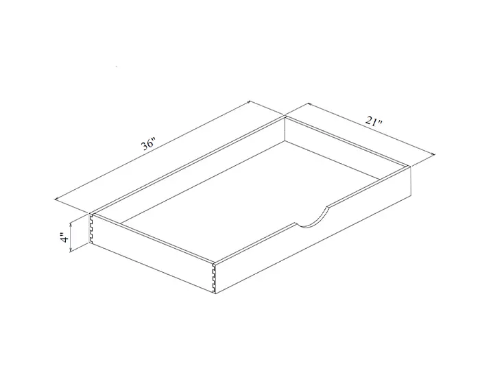 PULLOUT36 PULLOUT TRAY FOR 36in. BASE CABINET dimension drawing