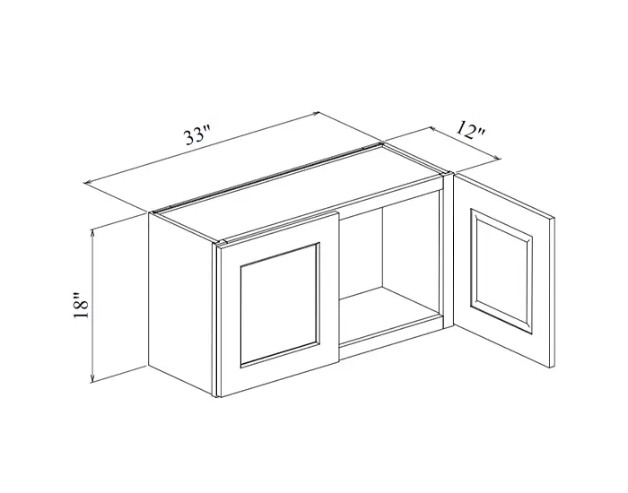 W3318 WALL CABINET W33in. x H18in. x D12in. dimension drawing