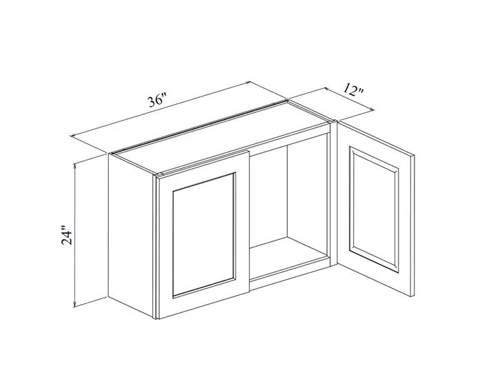 W3624 WALL CABINET W36in. x H24in. x D12in. dimension drawing