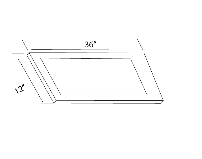 WDD1236 12X36 WALL DECORATIVE DOOR dimension drawing