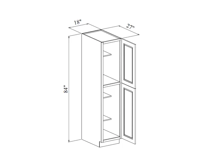 WP188427 18 in. W x 84 in. H x 27 in. D Tall Pantry Cabinet dimension drawing